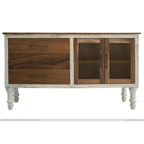 IFD Rock Valley 3 Drawer & 2 Doors (Brown) Console w/ Turned Legs IFD Rock Valley 3 Drawer & 2 Doors (Brown) Console w/ Turned Legs