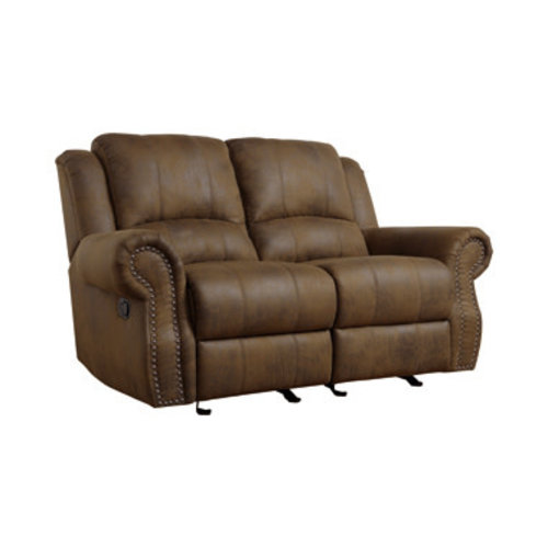 Coaster Sir Rawlinson Rolled Arm Glider Loveseat with Nailhead Trim Buckskin Brown Coaster Sir Rawlinson Rolled Arm Glider Loveseat with Nailhead Trim Buckskin Brown