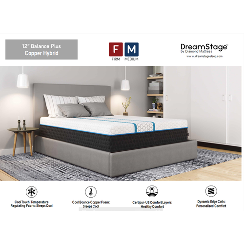 Diamond Mattress Balance Plus Copper Cool Hybrid 12" Medium Diamond Mattress Balance Plus Copper Cool Hybrid 12" Medium