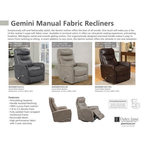 Parker House Gemini Manual Swivel Glider Parker House Gemini Manual Swivel Glider