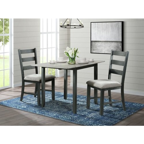 Elements Martin 3PC Drop Leaf Dining Set (Grey Top) Elements Martin 3PC Drop Leaf Dining Set (Grey Top)