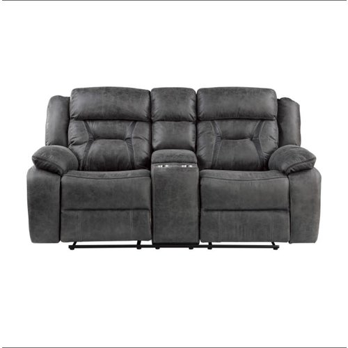 Homelegance Moriarty Double Reclining Love Seat W Console (Dark Gray) Homelegance Moriarty Double Reclining Love Seat W Console (Dark Gray)