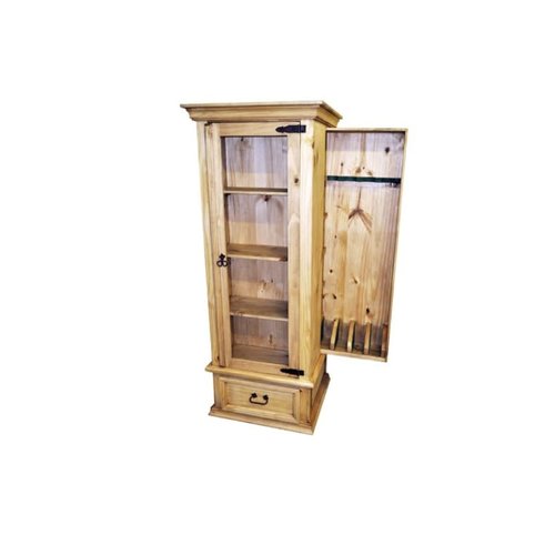 C4 Rustic Gun Curio w/ Mirror Natural Wood C4 Rustic Gun Curio w/ Mirror Natural Wood