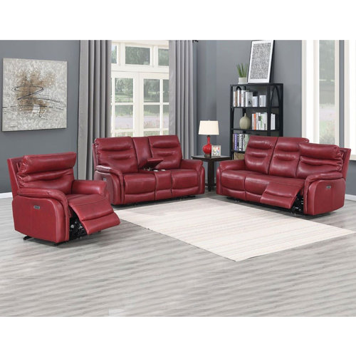 Steve Silver Co. Fortuna Wine 3-Piece Dual-Power Leather Reclining Set(Sofa, Loveseat & Chair) Steve Silver Co. Fortuna Wine 3-Piece Dual-Power Leather Reclining Set(Sofa, Loveseat & Chair)