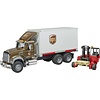 Bruder MACK Granite UPS logistcs truck w forklift