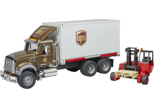 Bruder MACK Granite UPS logistcs truck w forklift