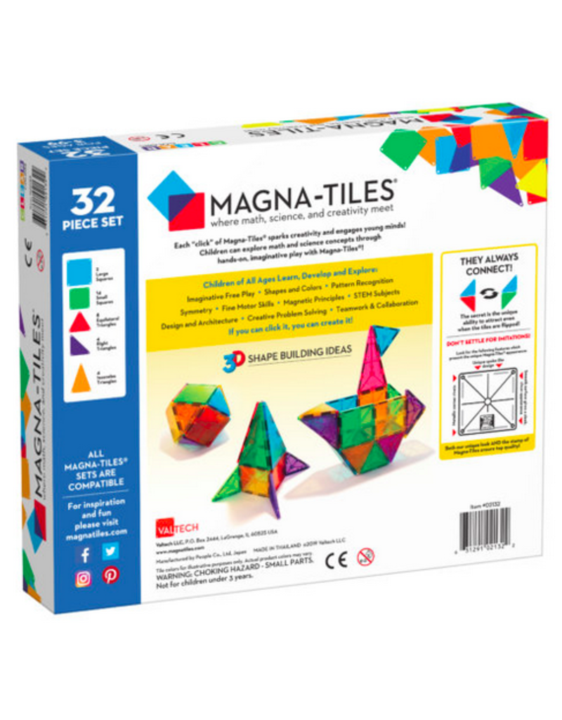 Magnatiles Magnatiles: Clear Colors: 32 pcs