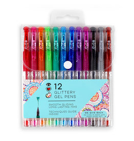 Bright Stripes Glitter Gel Pens: 12pcs