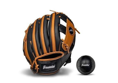 Franklin 9.5" Black/Tan Baseball Glove w/ball