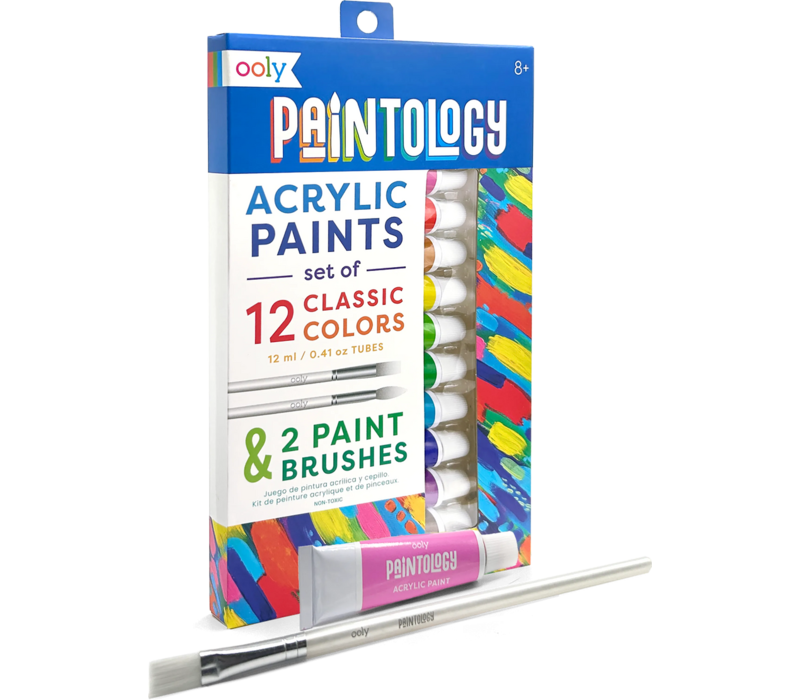 Paintology Acrylic Paints + 2 Brushes