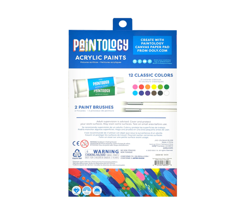 Paintology Acrylic Paints + 2 Brushes