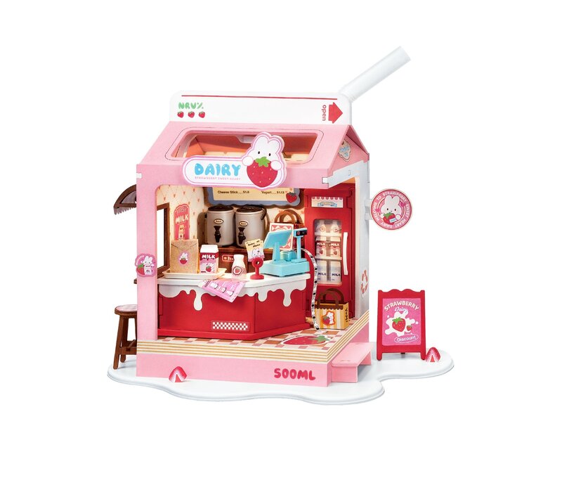 DIY Miniature House Kit: Strawberry Milk Box