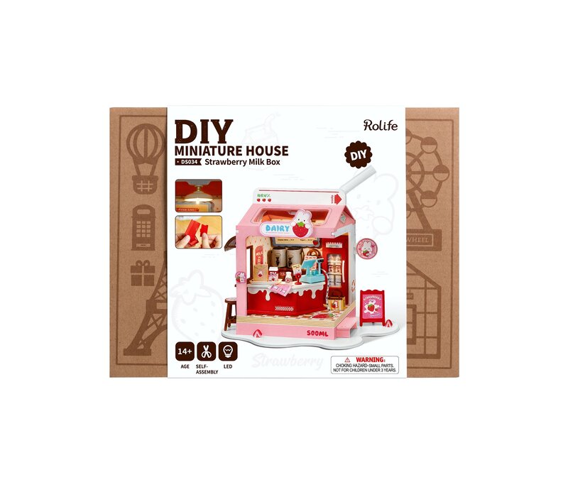 DIY Miniature House Kit: Strawberry Milk Box