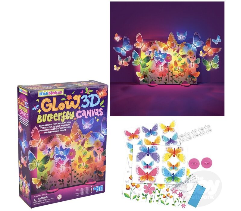 3D Glow Butterfly Canvas
