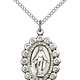 SS Miraculous Medal w/ Clear Crystal / 24" Curb Chain