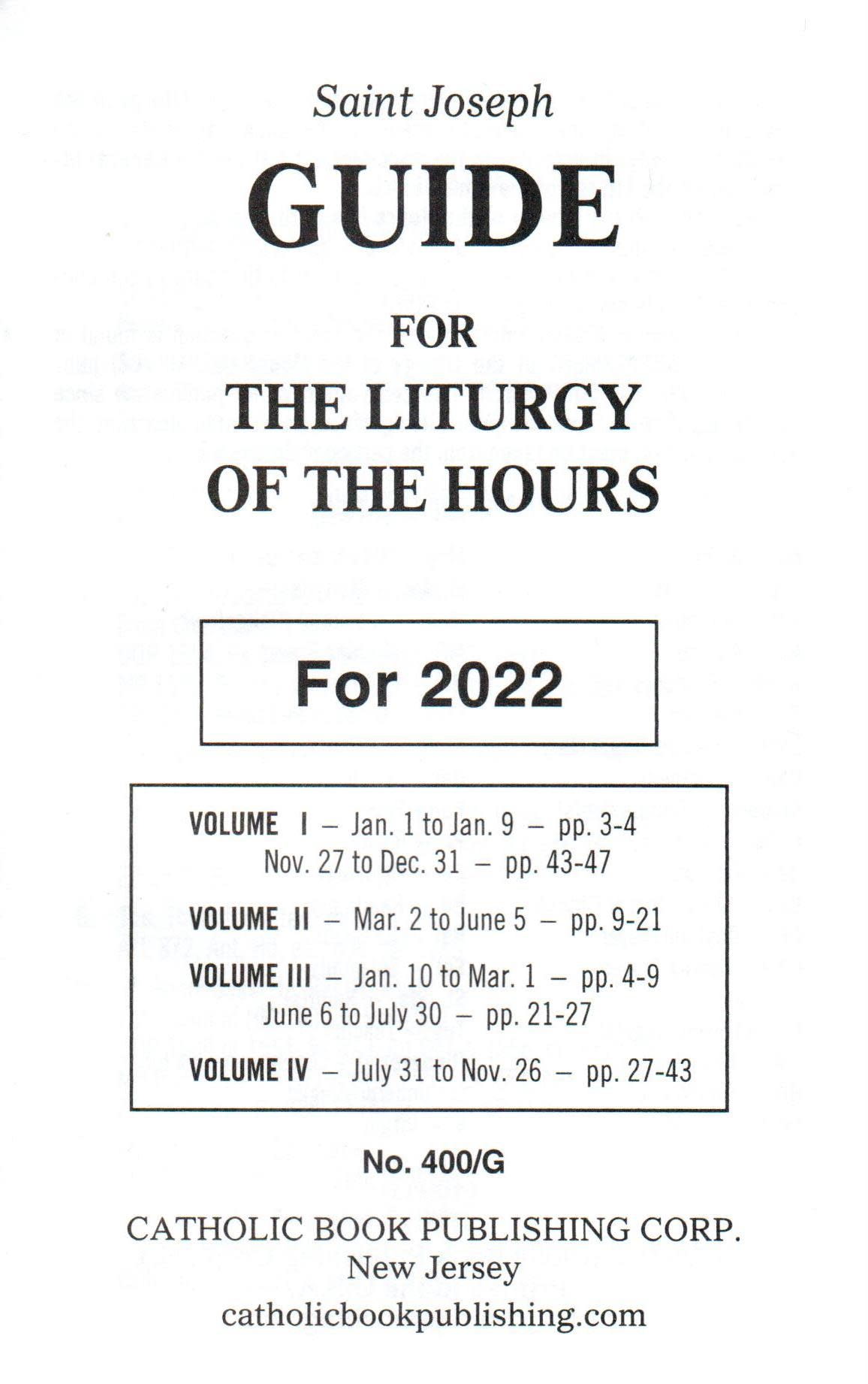 Saint Joseph Guide for The Liturgy of the Hours - 2022