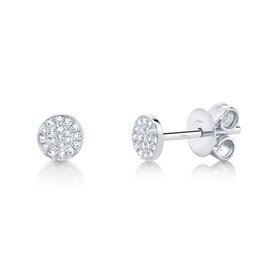 SHY CREATION INC 14K White Gold 0.07C Diamond Pave Stud Earrings