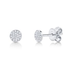 SHY CREATION INC 14K White Gold 0.07C Diamond Pave Stud Earrings