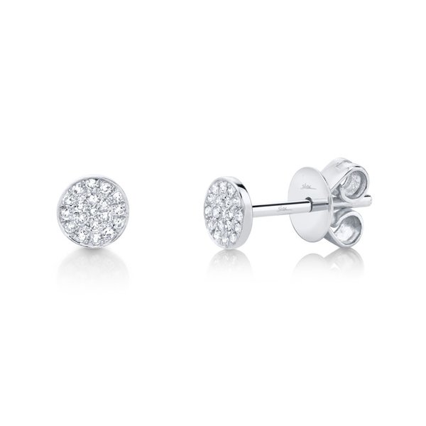 SHY CREATION INC 14K White Gold 0.07C Diamond Pave Stud Earrings