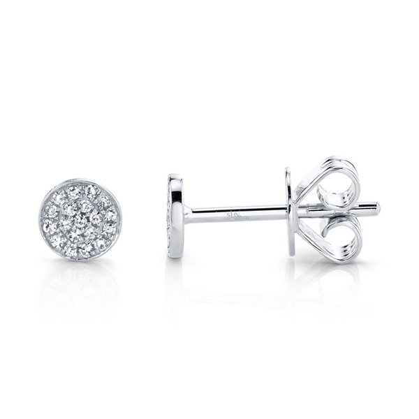 SHY CREATION INC 14K White Gold 0.07C Diamond Pave Stud Earrings