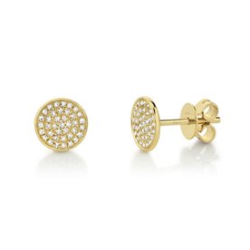 SHY CREATION INC 14K Yellow Gold 0.17C Diamond Pave Stud Earrings