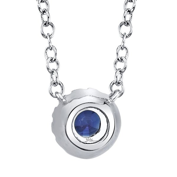 0.04ct Diamond & 0.14ct Blue Sapphire 14k White Gold Diamond Necklace