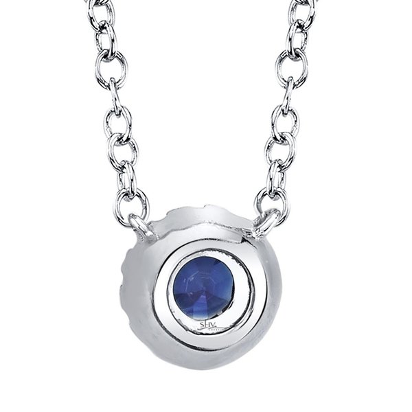 SHY CREATION INC 0.04ct Diamond & 0.14ct Blue Sapphire 14k White Gold Diamond Necklace