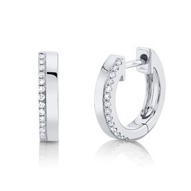 SHY CREATION INC 14K White Gold 0.08ct Diamond Huggie Earrings