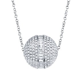 SHY CREATION INC 1.60 ct 14k White Gold Diamond Baguette Barrel Necklace