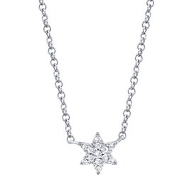 0.03ct 14k White Gold Diamond Star Necklace