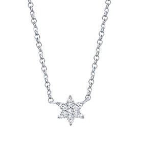 SHY CREATION INC 0.03ct 14k White Gold Diamond Star Necklace