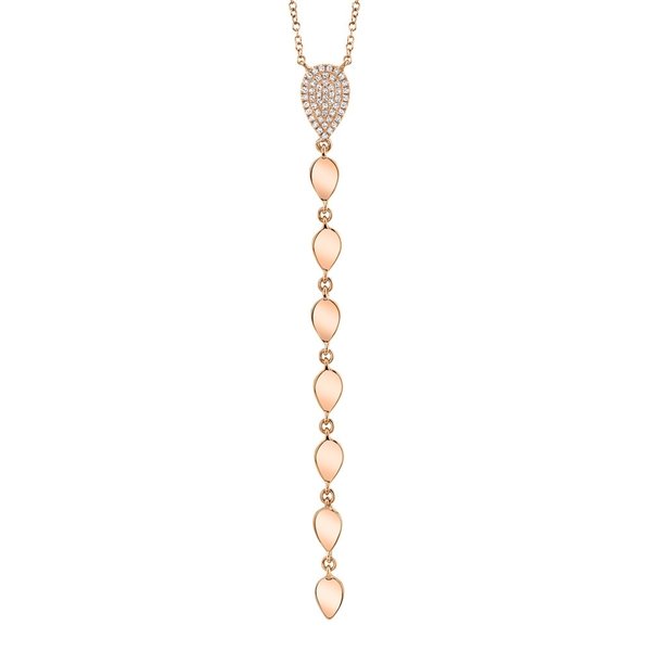 14K Rose Gold 0.11ct Diamond Lariat Necklace