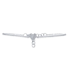 SHY CREATION INC 14k White Gold 0.05ct Diamond Pave Heart Bracelet