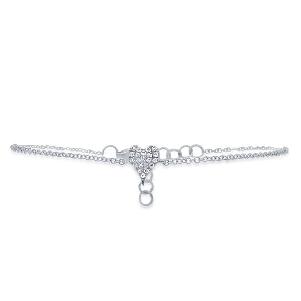 SHY CREATION INC 14k White Gold 0.05ct Diamond Pave Heart Bracelet