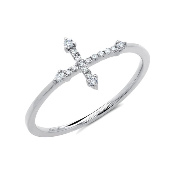 SHY CREATION INC 0.09ct 14K White Gold Diamond Cross Ring