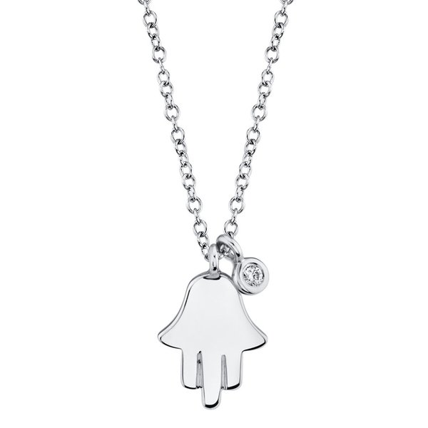 SHY CREATION INC 0.02ct 14K White Gold Diamond Hamsa Necklace