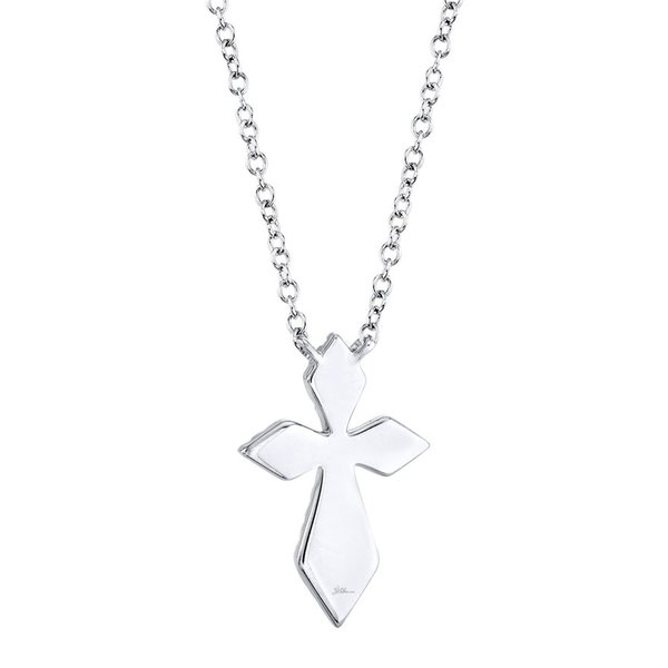 SHY CREATION INC 14K White Gold 0.12ct Diamond Pave Cross Necklace