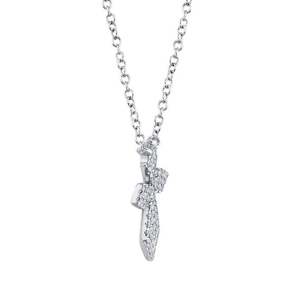 SHY CREATION INC 14K White Gold 0.12ct Diamond Pave Cross Necklace