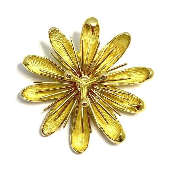 BERMUDA COLLECTION 18kt Yellow Gold Large Passion Flower Pin/Pendant