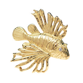 BERMUDA COLLECTION 18K Yellow Gold Lion Fish Pin/ Pendant w/Diamond Eye