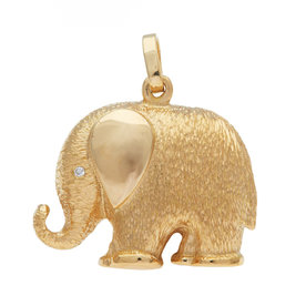BERMUDA COLLECTION 0.18K Yellow Gold Elephant Pendant w/ 0.02ct Diamond Eye