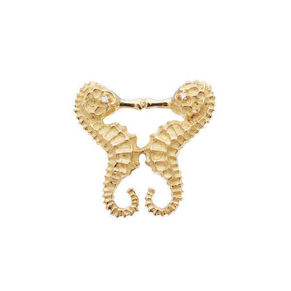 BERMUDA COLLECTION 18kt Yellow Gold Mini Seahorse Kiss Pendant