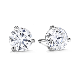 1.07ct Hearts On Fire 18kt White Gold Three Prong Stud Earrings