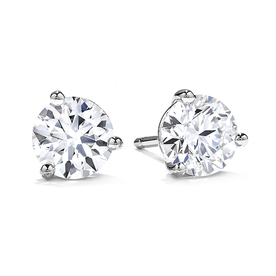 HEARTS ON FIRE LLC 1.07ct Hearts On Fire 18kt White Gold Three Prong Stud Earrings