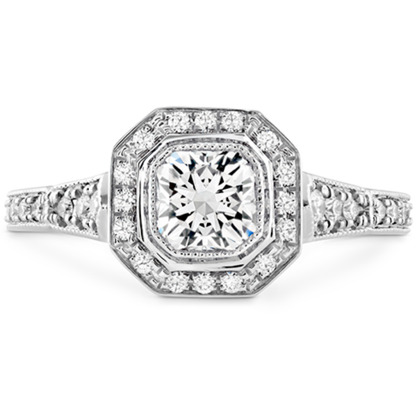 Platinum Deco Chic Dream Halo .94ct Diamond Engagement Ring