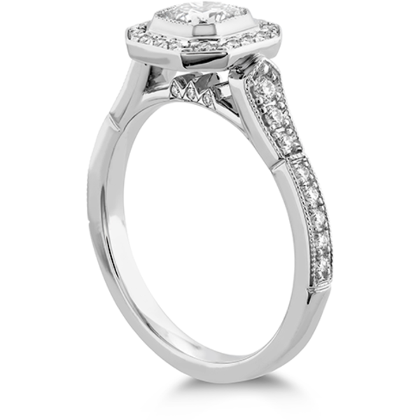 Platinum Deco Chic Dream Halo .94ct Diamond Engagement Ring