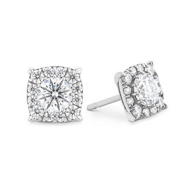 HEARTS ON FIRE LLC .46ct Hearts On Fire 18kt White Gold Custom Halo Stud Earrings