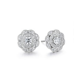 .70ct Hearts On Fire 18K White Gold Lorelei Double Halo Stud Earrings