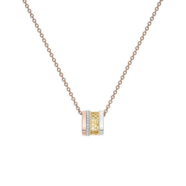 18K Tri-Gold Birks Muse Dare To Dream® .14ct Diamond Barrel Necklace