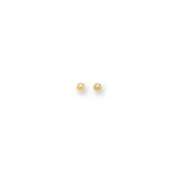14Kt Yellow Gold 4mm Shiny Ball Stud Earring